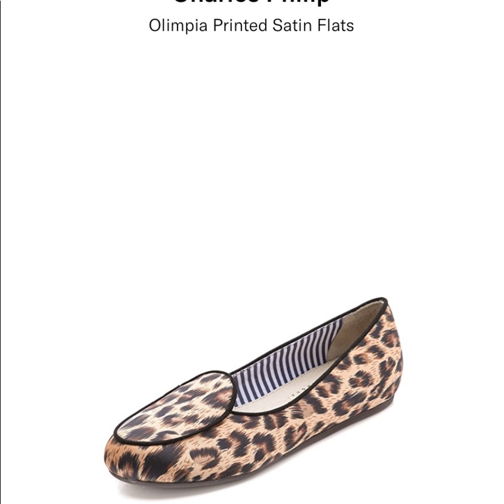 Charles Philip Leopard printed satin flats